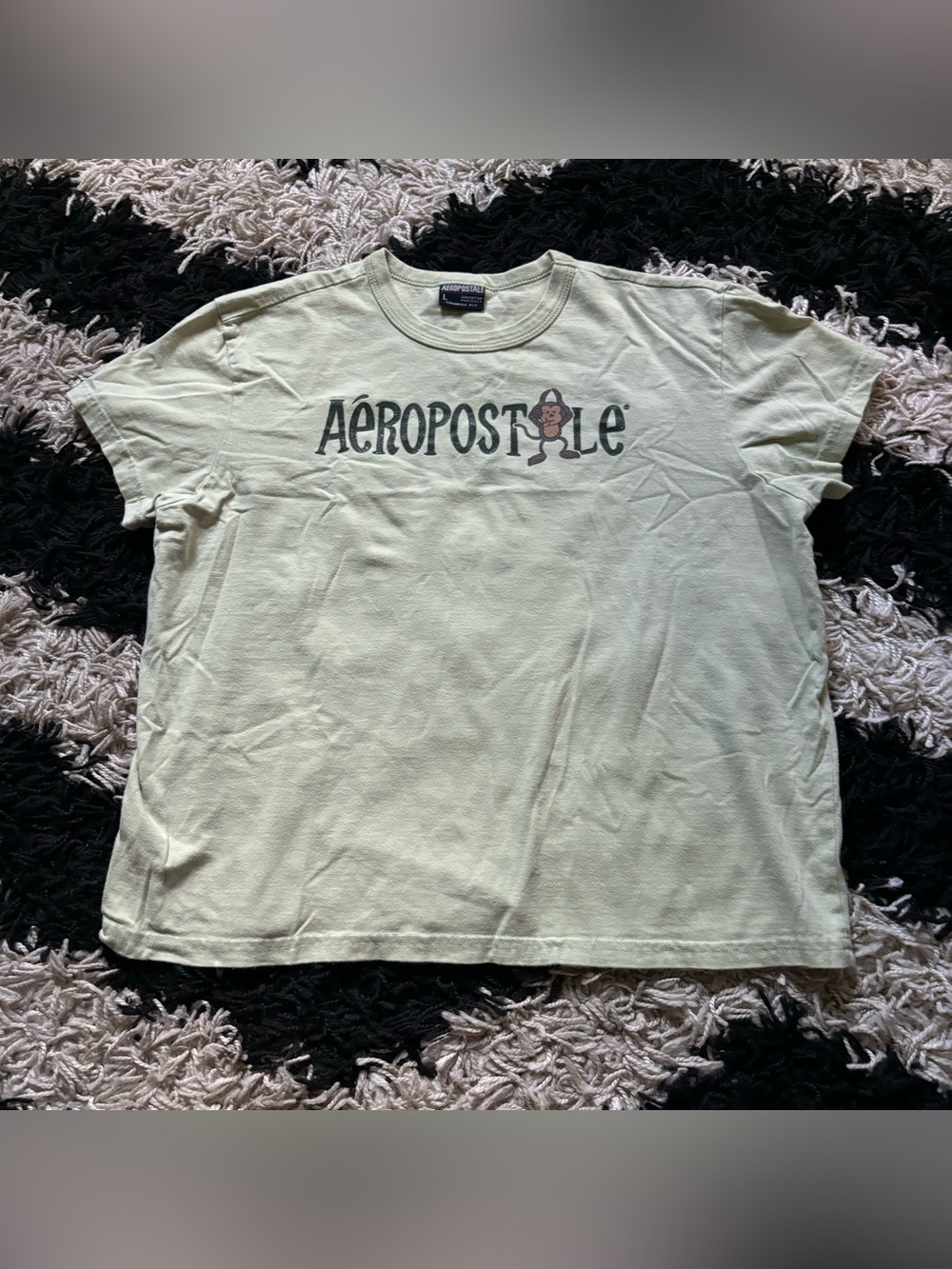 Aeropostale Pale Green Monkey Logo Graphic Tomboy Fit Tshirt